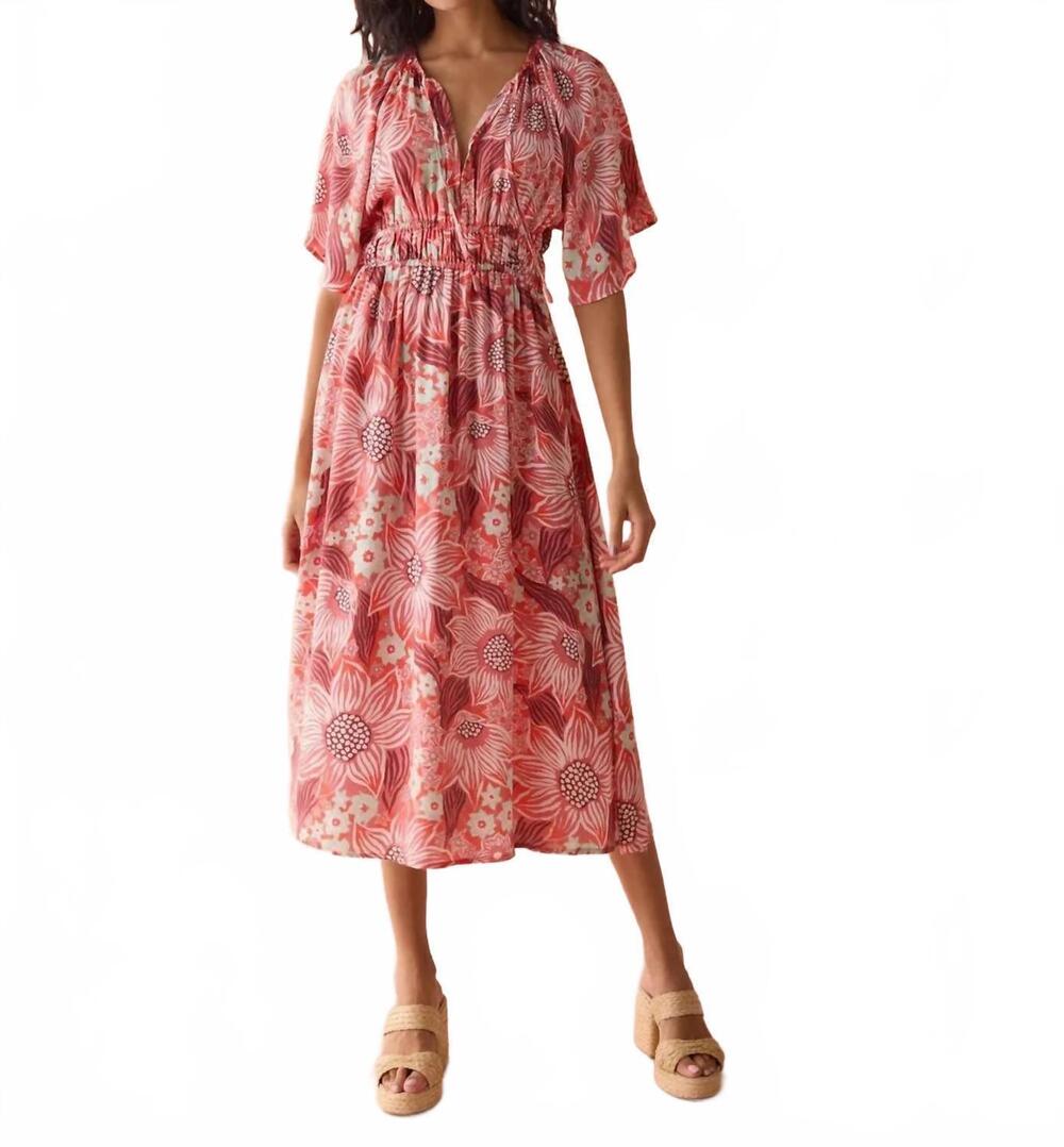NEW OMIKA women's kira midi dress in rosalie pamplemousse